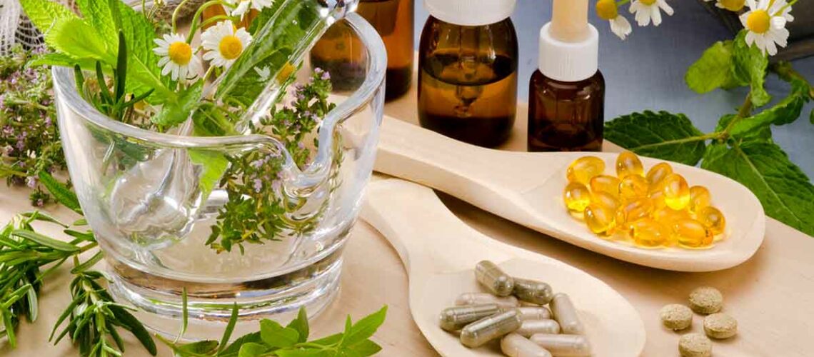 Various herbs, tinctures, and supplements for natural healing